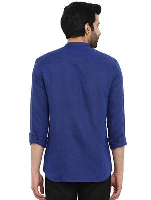 blue solid casual shirt - 17502264 - Standard Image - 3