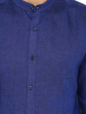 blue solid casual shirt - 17502264 - Standard Image - 5