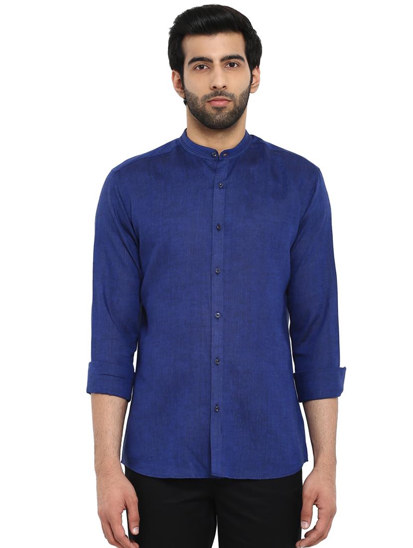 blue solid casual shirt - 17502264 - Zoom Image - 1