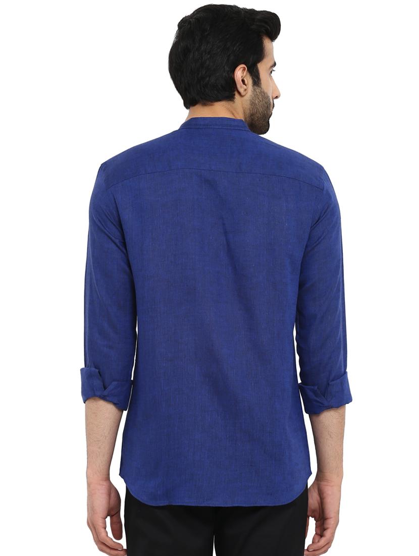 blue solid casual shirt - 17502264 - Zoom Image - 3