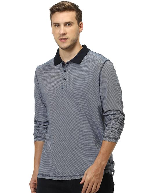 navy blue striped polo t-shirt - 17502571 - Very Small Image - 1