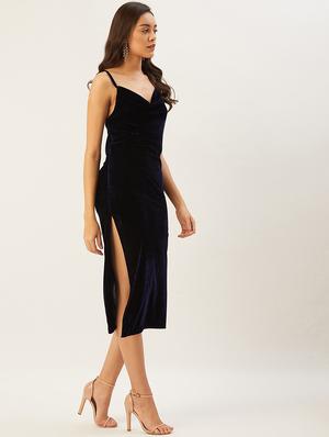 high slit velvet dress - 17502709 - Standard Image - 3