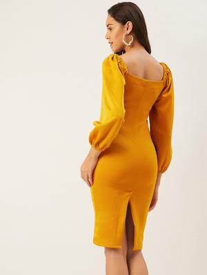 balloon sleeves bodycon dress - 17502713 - Standard Image - 3