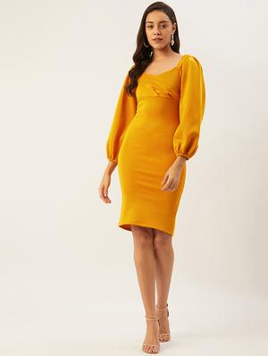 balloon sleeves bodycon dress - 17502713 - Standard Image - 4