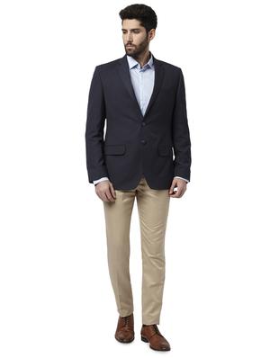 navy blue solid formal blazer - 17502740 - Standard Image - 4