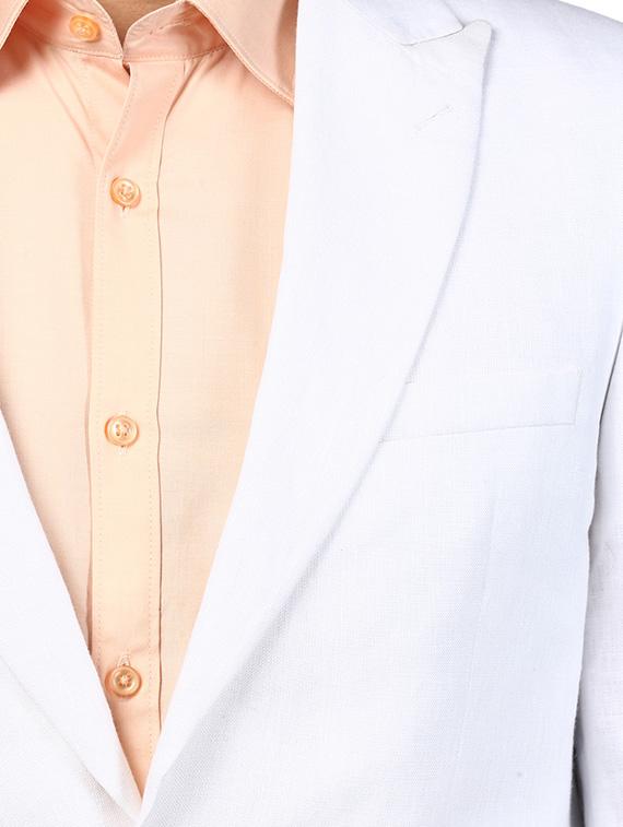 white solid linen single breasted formal blazer - 17502764 - Zoom Image - 5