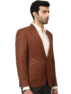 brown solid single breasted formal blazer - 17502769 - Standard Image - 2