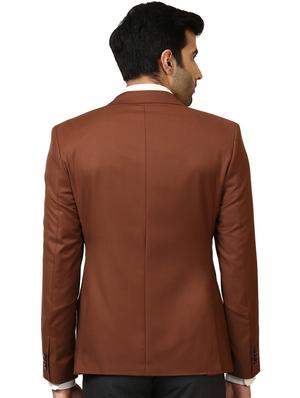 brown solid single breasted formal blazer - 17502769 - Standard Image - 3