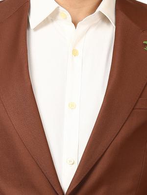 brown solid single breasted formal blazer - 17502769 - Standard Image - 5