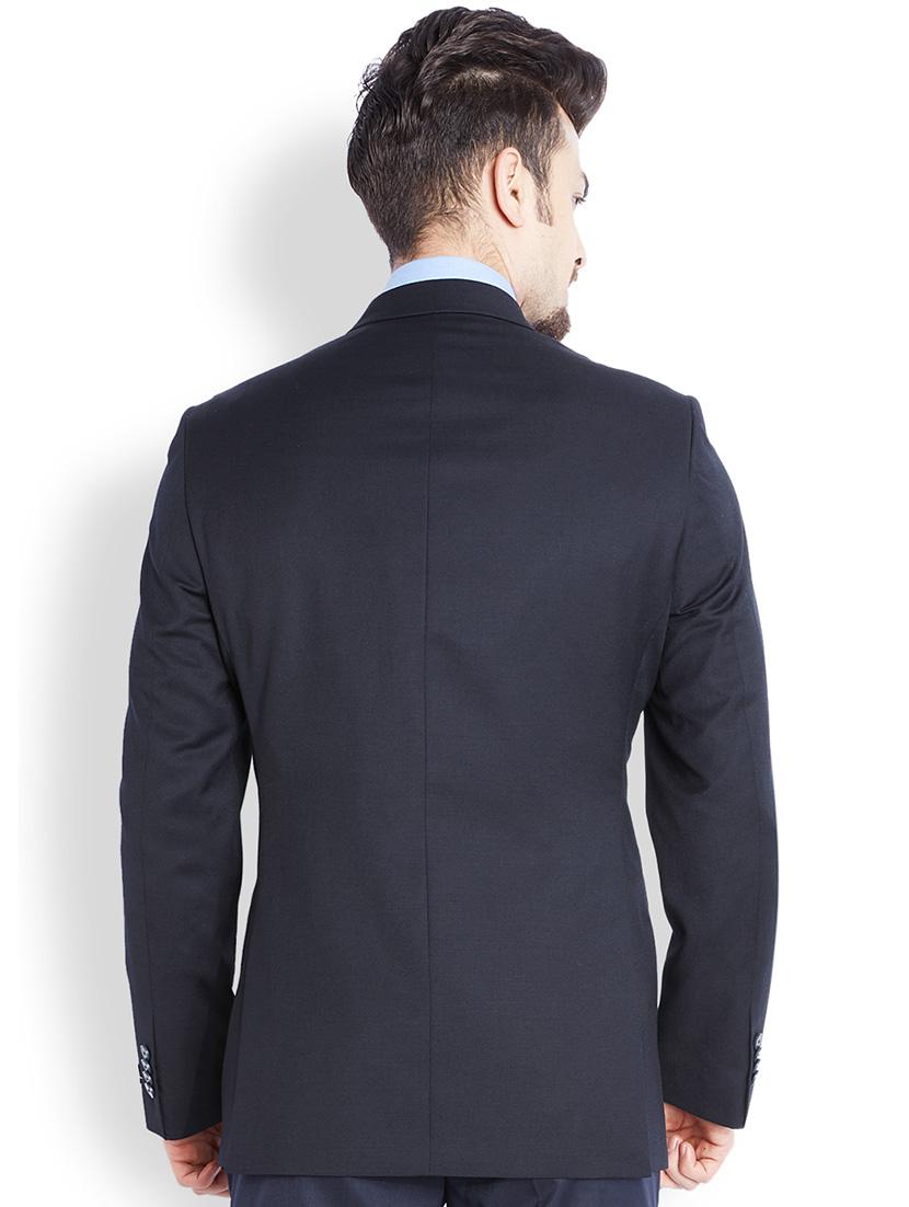 navy blue solid single breasted formal blazer - 17502778 - Zoom Image - 3
