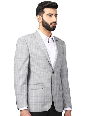 grey checkered single breasted formal blazer - 17502799 - Standard Image - 2