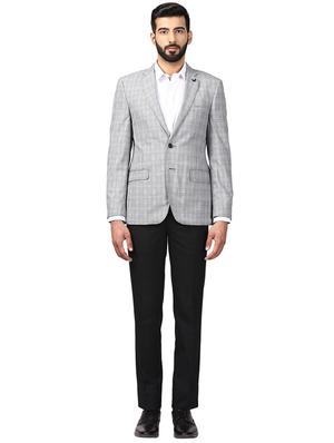 grey checkered single breasted formal blazer - 17502799 - Standard Image - 4