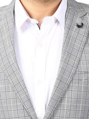 grey checkered single breasted formal blazer - 17502799 - Standard Image - 5