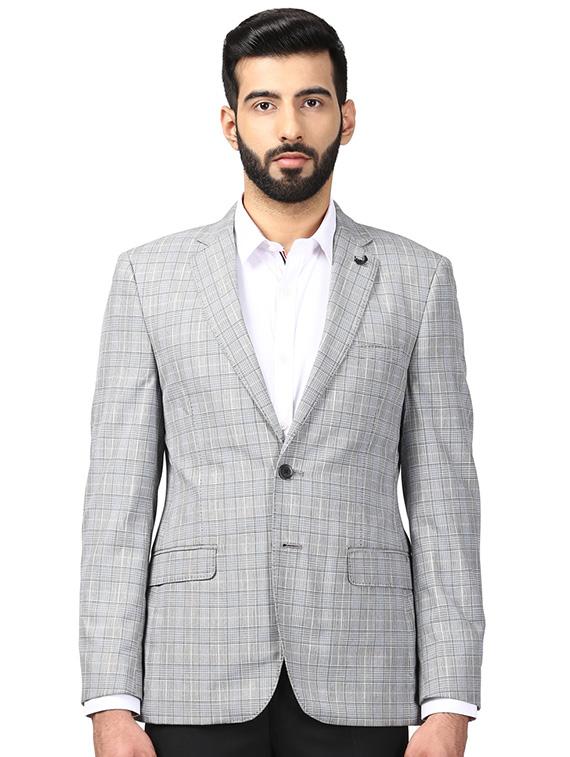 grey checkered single breasted formal blazer - 17502799 - Zoom Image - 1