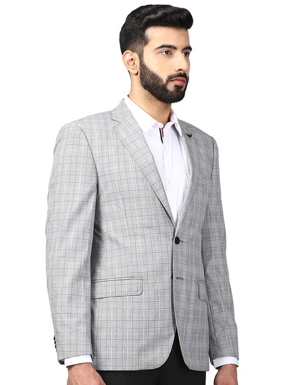 grey checkered single breasted formal blazer - 17502799 - Zoom Image - 2