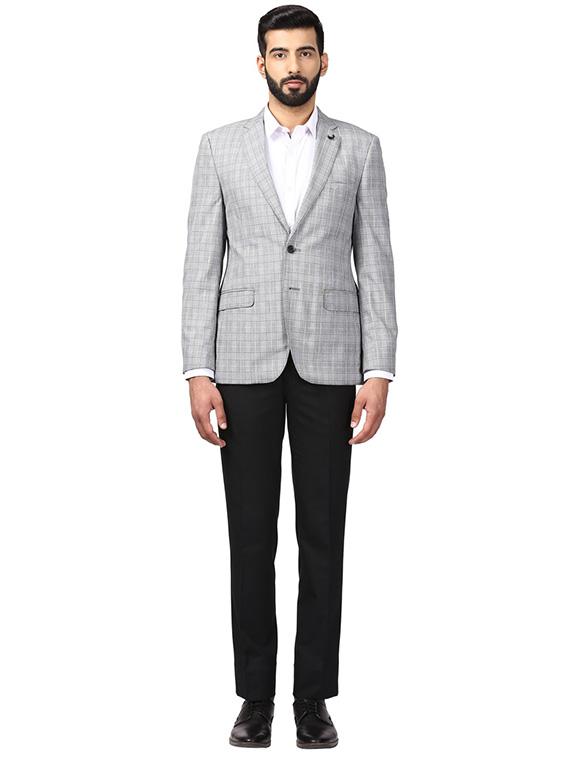 grey checkered single breasted formal blazer - 17502799 - Zoom Image - 4