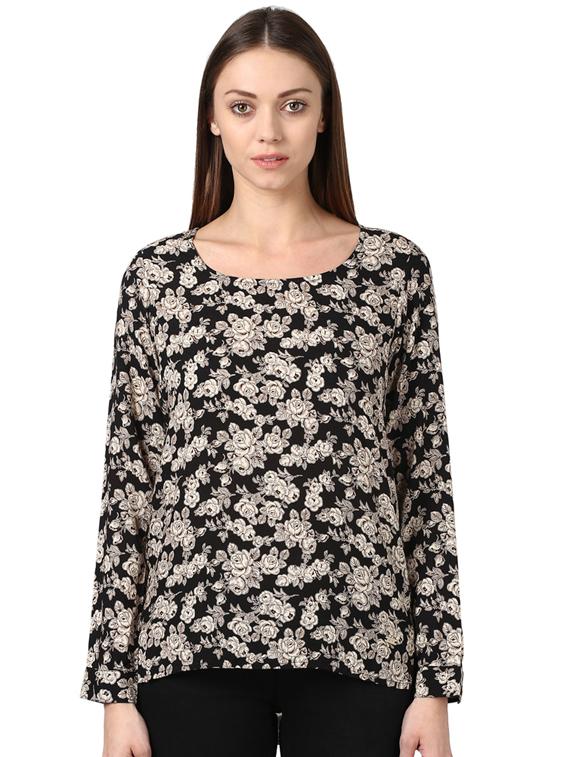 round neck floral top - 17502977 - Zoom Image - 1