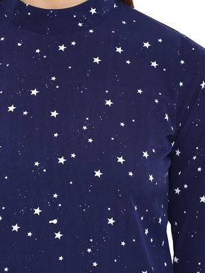 galaxy print mock neck top - 17502996 - Standard Image - 5