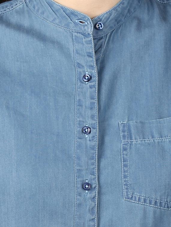 mandarin neck washed top - 17503010 - Zoom Image - 5