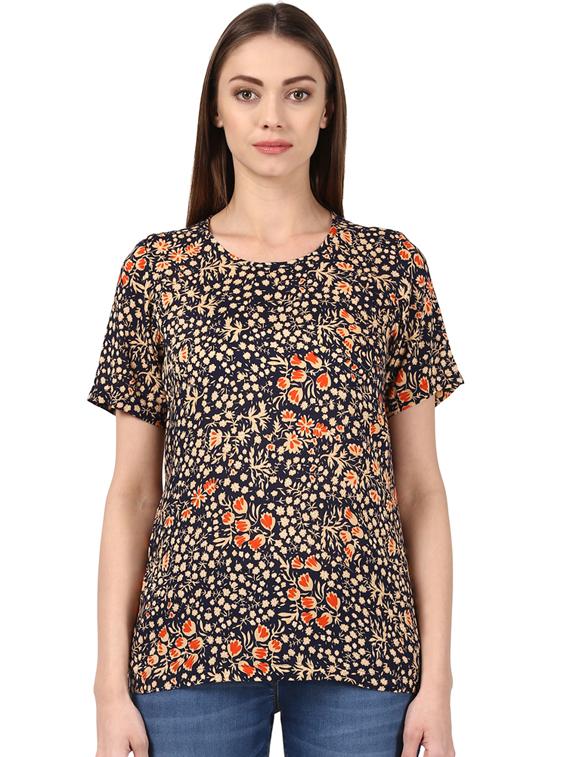 round neck floral top - 17503046 - Zoom Image - 1