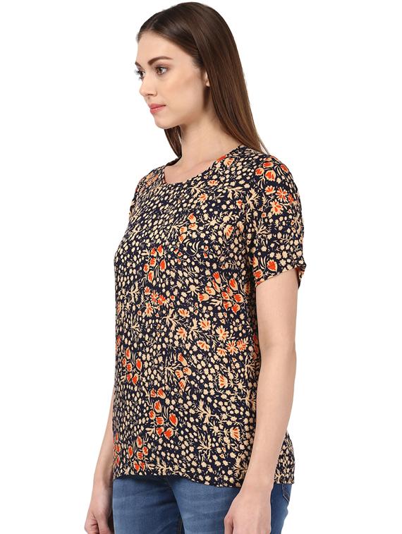 round neck floral top - 17503046 - Zoom Image - 2