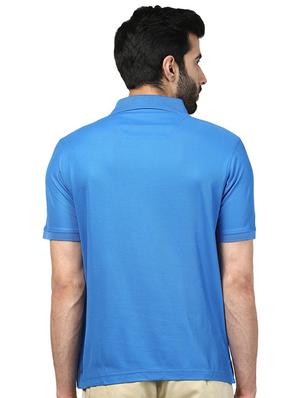 blue solid polo t-shirt - 17503304 - Standard Image - 3