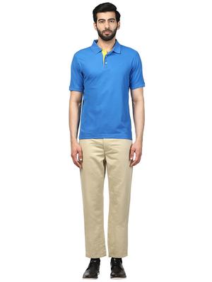 blue solid polo t-shirt - 17503304 - Standard Image - 4