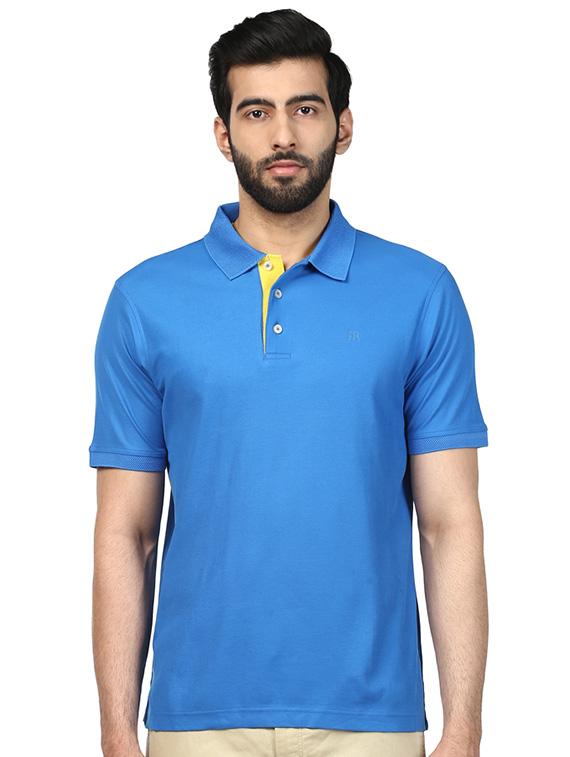 blue solid polo t-shirt - 17503304 - Zoom Image - 1