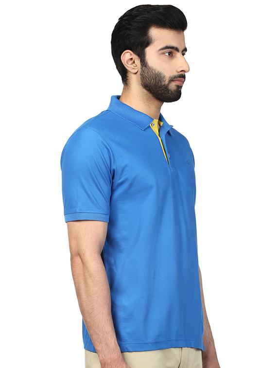 blue solid polo t-shirt - 17503304 - Zoom Image - 2