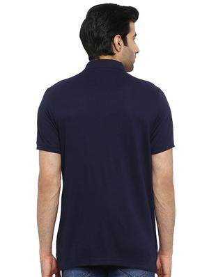 navy blue solid polo t-shirt - 17503786 - Standard Image - 3
