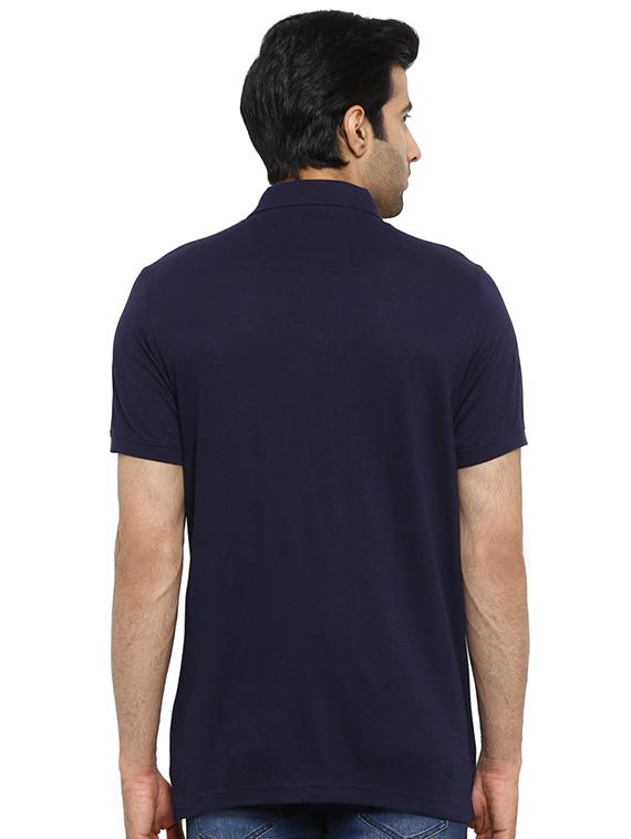 navy blue solid polo t-shirt - 17503786 - Zoom Image - 3