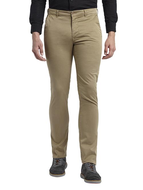 beige solid chinos - 17503872 - Standard Image - 1