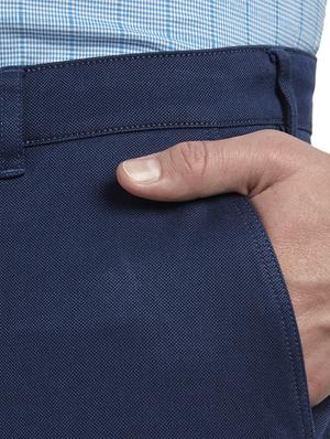 blue solid flat front casual trouser - 17503905 - Standard Image - 5