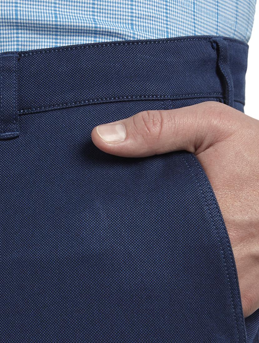 blue solid flat front casual trouser - 17503905 - Zoom Image - 5