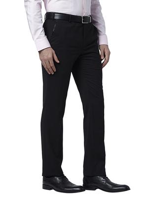 black solid flat front formal trouser - 17504017 - Standard Image - 2
