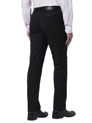 black solid flat front formal trouser - 17504017 - Standard Image - 3