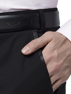 black solid flat front formal trouser - 17504017 - Standard Image - 5