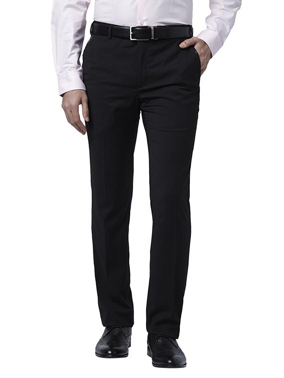 black solid flat front formal trouser - 17504017 - Zoom Image - 1