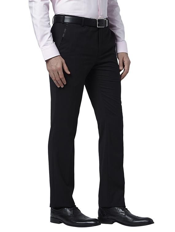black solid flat front formal trouser - 17504017 - Zoom Image - 2