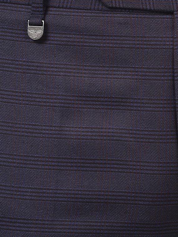 blue checkered flat front formal trouser - 17504105 - Zoom Image - 5