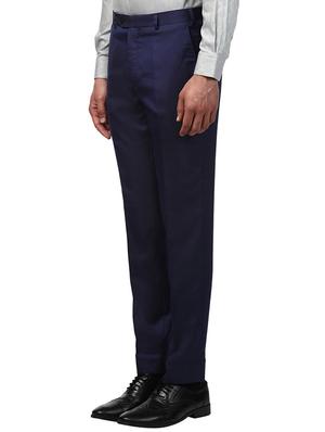 navy blue solid flat front formal trouser - 17504196 - Standard Image - 2