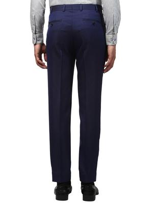 navy blue solid flat front formal trouser - 17504196 - Standard Image - 3