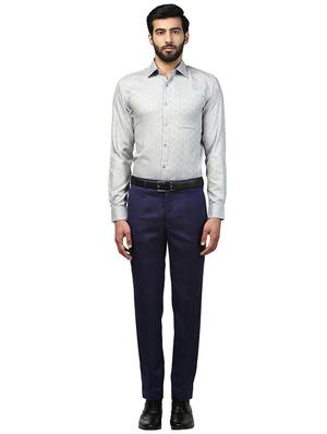 navy blue solid flat front formal trouser - 17504196 - Standard Image - 4