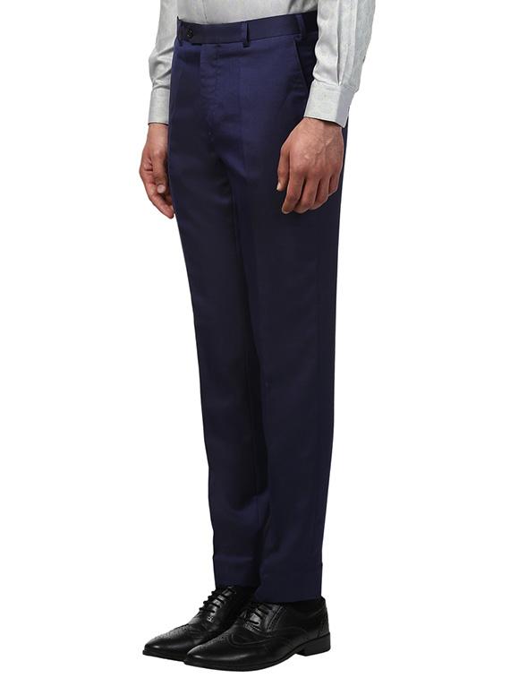 navy blue solid flat front formal trouser - 17504196 - Zoom Image - 2
