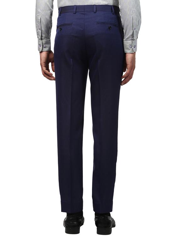 navy blue solid flat front formal trouser - 17504196 - Zoom Image - 3