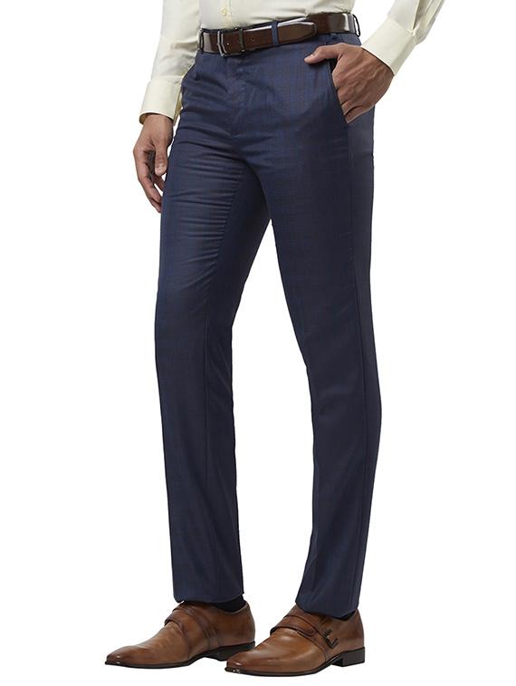 blue checkered flat front formal trouser - 17504243 - Zoom Image - 2