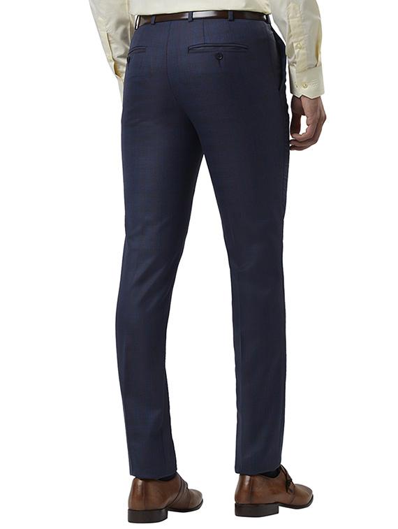 blue checkered flat front formal trouser - 17504243 - Zoom Image - 3