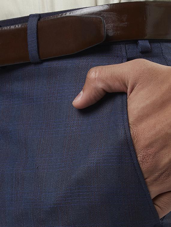 blue checkered flat front formal trouser - 17504243 - Zoom Image - 5