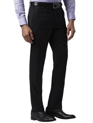 black solid flat front formal trouser - 17504332 - Standard Image - 2