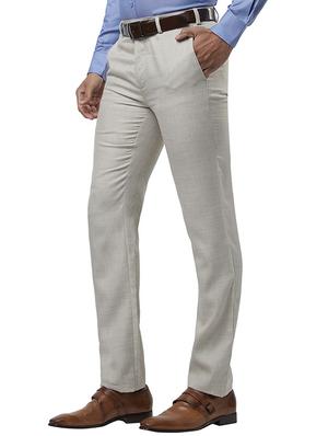 beige solid flat front formal trouser - 17504337 - Standard Image - 2